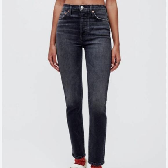 Redone 90's high rise ankle crop Sz 29 extra stretch onyx fade A11N inseam 27" - Picture 1 of 5